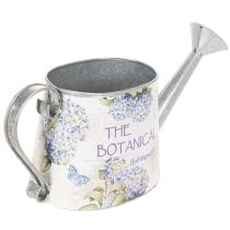Prodotto Annaffiatoio decorativo con ortensie in metallo, stile vintage, dimensioni 30x11x14,5 cm.
