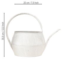 Prodotto Annaffiatoio decorativo in metallo bianco vintage con scanalature, vaso per fiori da 25 cm