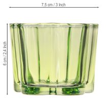 Prodotto Portacandele decorativo in vetro a forma di fiore verde Ø7,5cm H6cm 6 pezzi