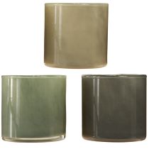 Prodotto Fioriera decorativa in vetro verde grigio chiaro grigio H10 cm 3 pz