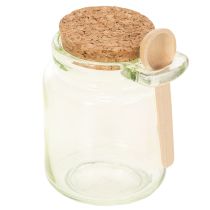 Prodotto Bicchiere decorativo con coperchio in sughero e cucchiaino, verde, Ø7cm, H10cm, 2 pezzi