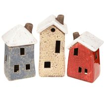 Prodotto Casa decorativa in ceramica crema rosso grigio 10/12/13,5 cm 3 pezzi