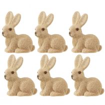 Prodotto Coniglietti pasquali seduti floccati decorativi – 2a scelta – Primavera 10 cm 6 pezzi