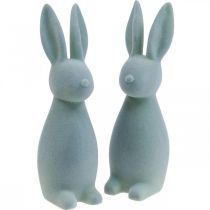 Prodotto Coniglietto pasquale decorativo floccato – 2a scelta – Grigio-verde H29,5cm 2 pezzi