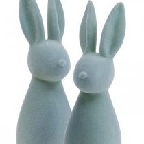 Prodotto Coniglietto pasquale decorativo floccato – 2a scelta – Grigio-verde H29,5cm 2 pezzi