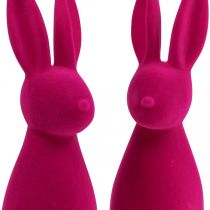 Prodotto Coniglietto pasquale decorativo, rosa floccato, alto 29,5 cm, 2 pezzi