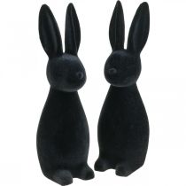 Prodotto Coniglietto decorativo nero coniglietto pasquale decorativo floccato H29.5cm 2 pezzi