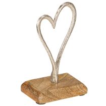 Prodotto Cuore decorativo in metallo e legno in argento naturale 7,5x5x13cm 3pz