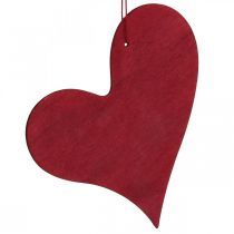 Cuori decorativi da appendere cuore in legno rosso/bianco 12cm 12pz