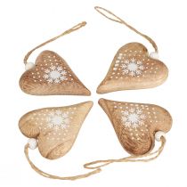 Cuori in legno naturale ideali come decorazioni natalizie da appendere