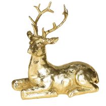 Prodotto Figura decorativa di cervo sdraiato con renna oro 10,5×7×11,5cm 2 pezzi