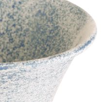Prodotto Calice decorativo in metallo bianco antico blu, decorazione da tavolo Ø11cm H17,5cm
