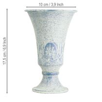 Prodotto Calice decorativo in metallo bianco antico blu, decorazione da tavolo Ø11cm H17,5cm
