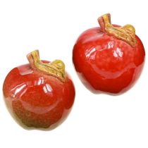 Prodotto Decorazione da tavolo in ceramica con mele decorative, autunno, rosso e verde, H7,5cm, 4 pezzi