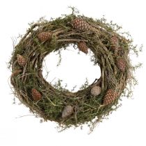Prodotto Ghirlanda decorativa con rami e coni di cedro ghirlanda in legno naturale Ø40 cm