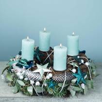 Corona decorativa di eucalipto e coni artificiali Ø45cm verde, bianco