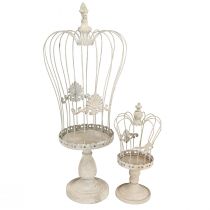 Prodotto Corona decorativa su piede decorazione vintage in metallo grigio 34/66 cm set da 2 pezzi