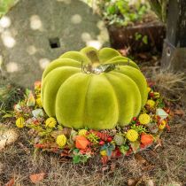 Zucca decorativa floccata verde muschio 32cm