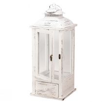 Prodotto Lanterna decorativa vintage con cassetto bianco 20×20cm H51cm