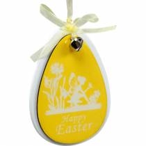 Uova pasquali decorative da appendere legno bianco, giallo decorazioni pasquali decorazioni primaverili 6pz