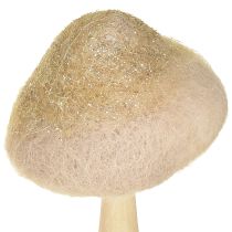 Prodotto Funghi decorativi in legno, feltro con glitter, decorazione da tavola Avvento H11cm 4 pezzi