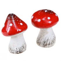Funghi velenosi decorativi in ceramica rosso, bianco H5cm 6 pz