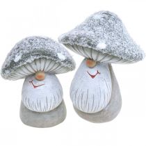 Figura decorativa di gnomo a fungo gnomo a fungo grigio, bianco 7×9cm 2pz