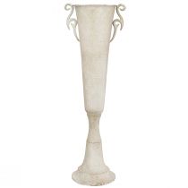 Prodotto Vaso trofeo decorativo, metallo vintage, stile antico con manici, grigio, Ø15cm H59cm, per fiori secchi e decorazione d'interni