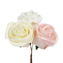Deco rose mix bianco, rosa, crema Ø7,5cm 12p