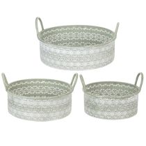 Prodotto Ciotola decorativa in metallo con manici, vaso vintage, set da 3
