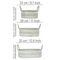 Prodotto Ciotola decorativa in metallo con manici, vaso vintage, set da 3