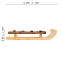 Prodotto Slitta decorativa in corteccia di legno 4 portacandele 40×12,5 cm