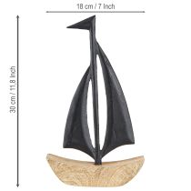 Prodotto Barca a vela decorativa in legno e metallo in nero naturale H30,5cm