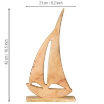 Prodotto Decorazione Barca a vela Legno su Base Naturale Marittimo H57,5cm