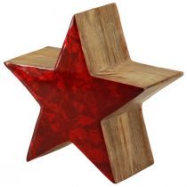 Prodotto Stella decorativa Stella in legno rossa decorazione naturale in legno di mango Ø20cm