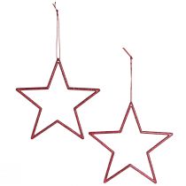 Prodotto Stella decorativa rossa per albero di Natale con glitter Ø12cm, set da 12 decorazioni natalizie