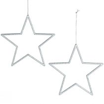 Prodotto Stella decorativa argento Decorazioni per albero di Natale glitter Ø12cm 12 pz