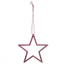 Prodotto Decorazioni natalizie a forma di stelle glitterate da appendere, in glitter color bacca, set da 40, 7,5 cm - Decorazioni festive per l'albero di Natale e per le finestre