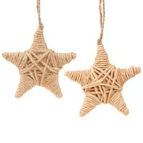 Prodotto Stelle decorative per appendere decorazioni per alberi in rafia di canapa 7,5 cm 8 pezzi