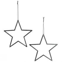Prodotto Stelle decorative nere da appendere, decorazioni per l'albero di Natale, Ø12cm, set da 12 pezzi
