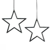 Prodotto Stelle decorative per appendere glitter neri Ø7,5 cm 40 pz