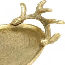 Vassoio decorativo in oro con corna di cervo Vassoio vintage ovale L35×L17 cm