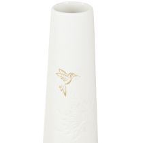 Prodotto Vassoio decorativo in legno Mini vasi in ceramica Bianco Oro 35x14cm