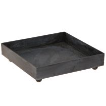 Prodotto Vassoio decorativo in metallo nero grigio lavato 15×15cm 2 pezzi