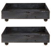 Prodotto Vassoio decorativo in metallo nero grigio lavato 15×15cm 2 pezzi