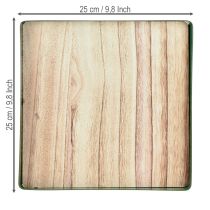 Prodotto Vassoio decorativo in metallo quadrato con base in legno verde 25,5×25,5cm