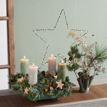 Prodotto Vassoio decorativo in metallo quadrato con base in legno verde 25,5×25,5cm