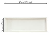 Prodotto Vassoio decorativo vassoio oblungo in legno bianco shabby 42×14×3 cm 3pz