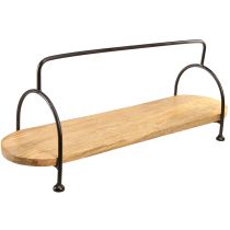 Prodotto Vassoio decorativo, vassoio ovale allungato in legno con manico 70 cm