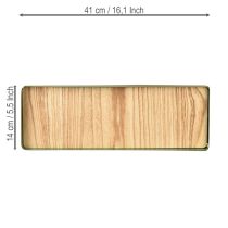 Prodotto Vassoio decorativo rettangolare in metallo verde con base in legno 41×14cm